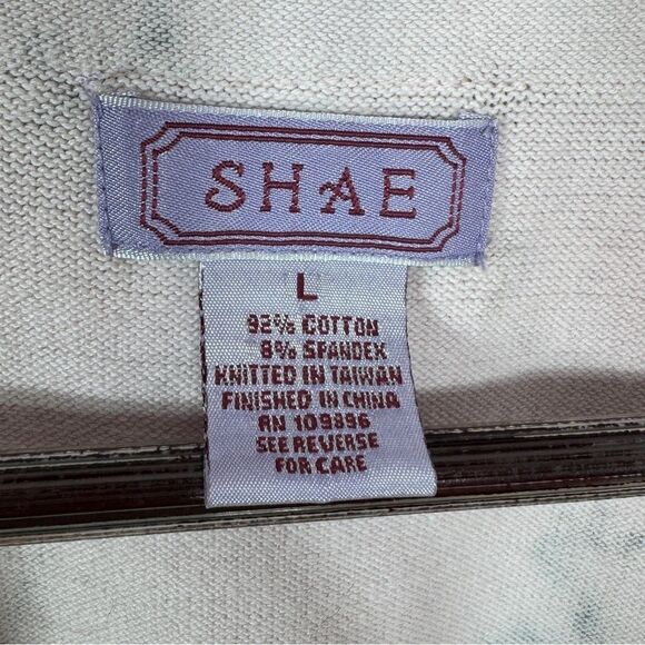 Shae Anthropologie Floral Ribbon Trim Cardigan Sweater Pink Tan Large - Picture 9 of 11